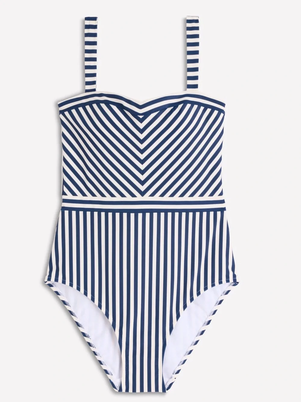 BODEN Women’s Clean Sweetheart Swimsuit Navy and Ivory Stripe Size 8R New - Picture 10 of 10